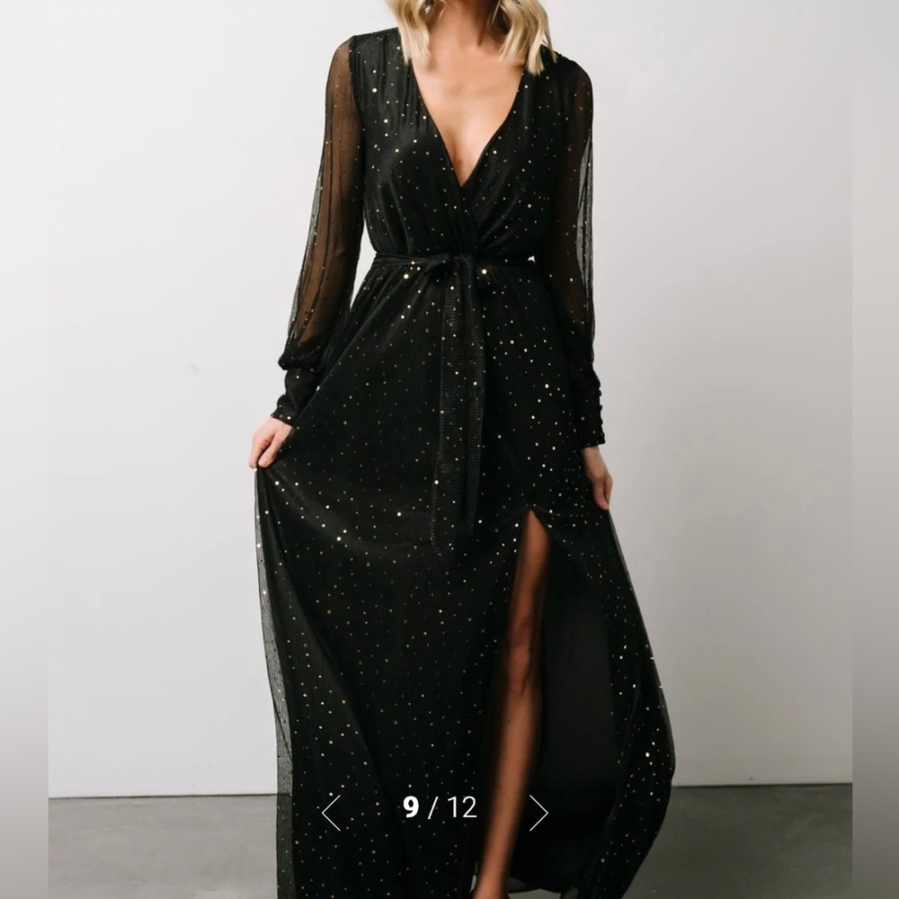 Baltic Born Women’s Maxi Dress, Black Sparkle Size L
